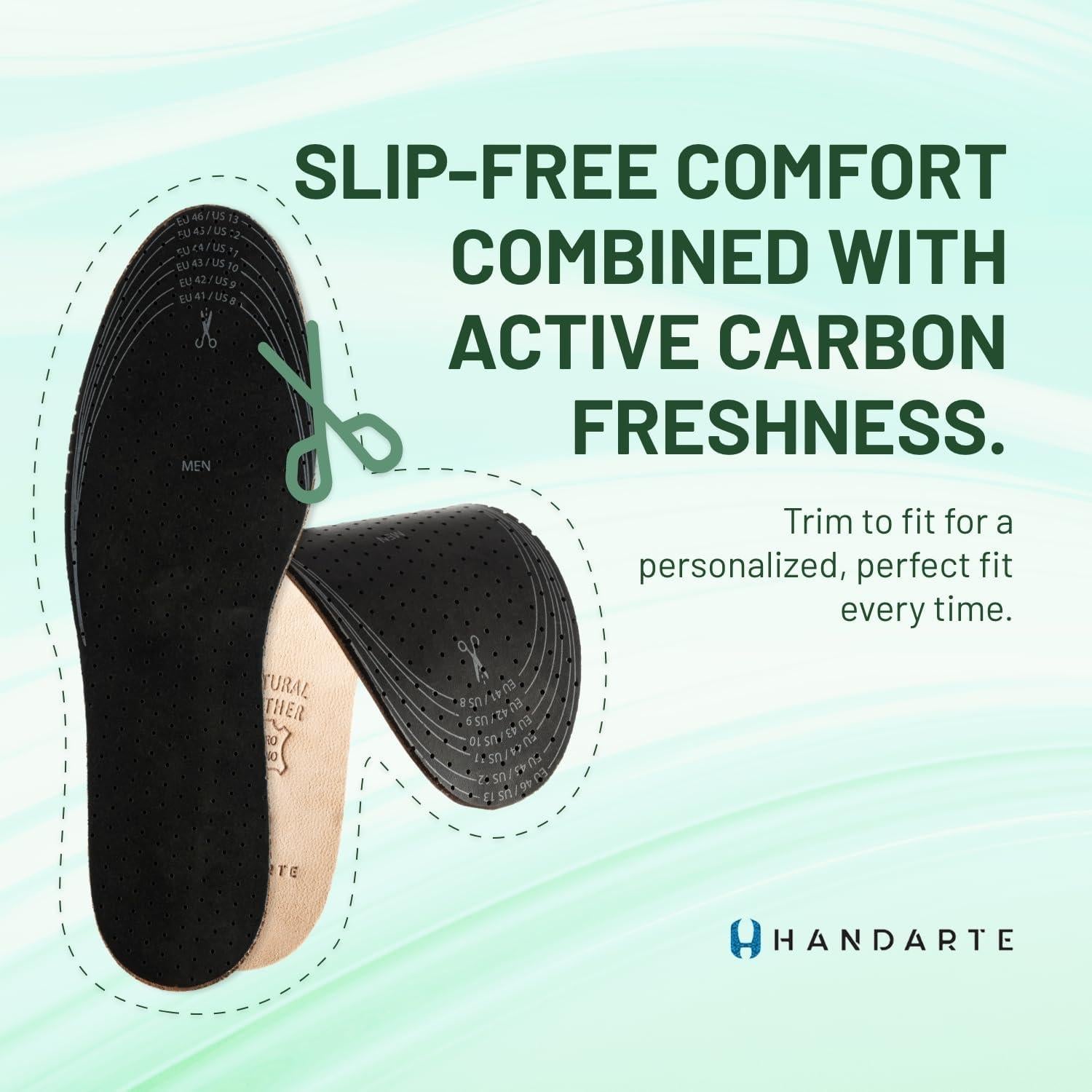 Plantillas de Cuero Anti Olor Handarte - Recortables para Hombres - Grande