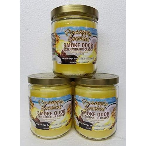 Juego de 3 Velas Exterminador de Olores a Humo Piña y Coco 368 g