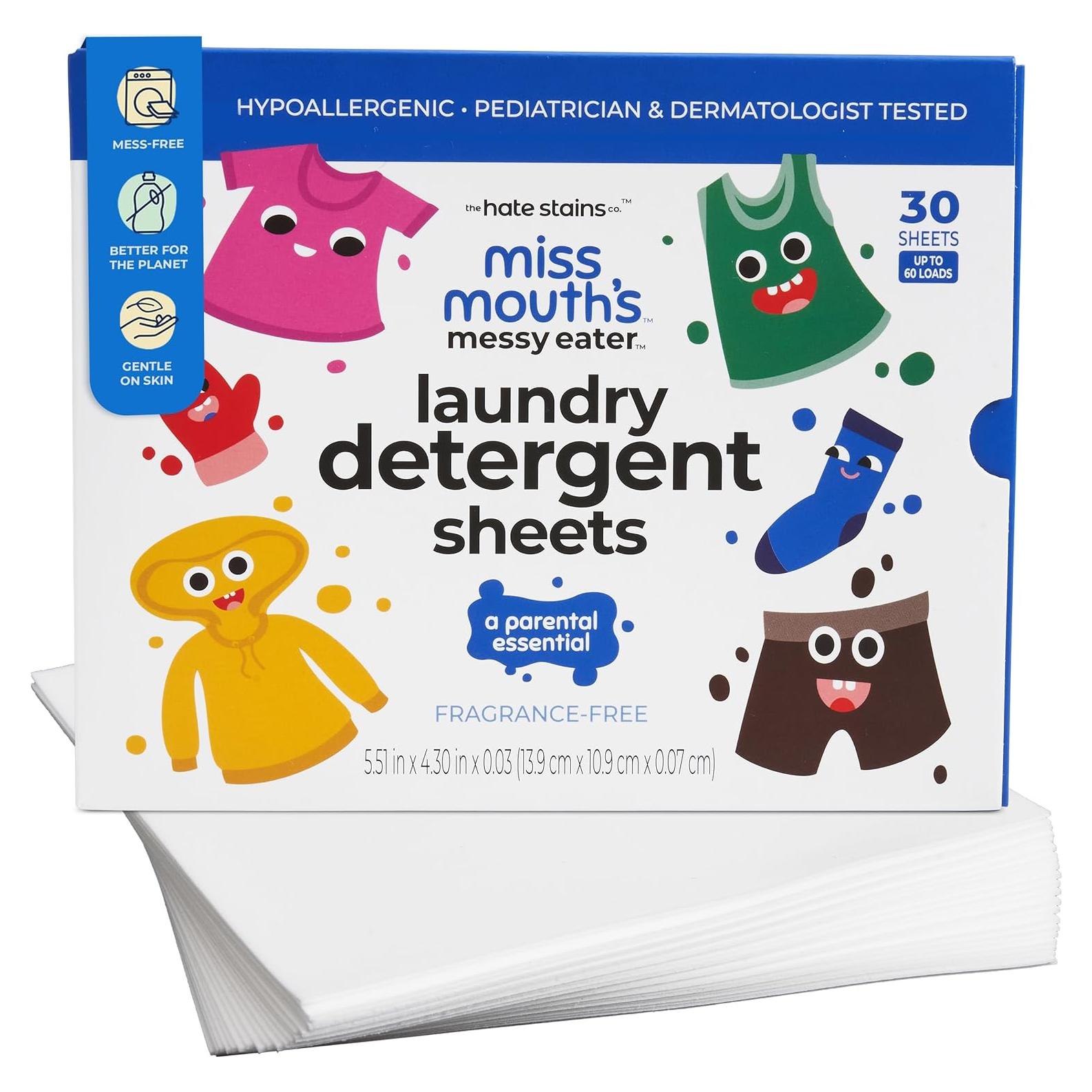 Hojas de detergente hipoalergénico Miss Mouth's - 60 cargas