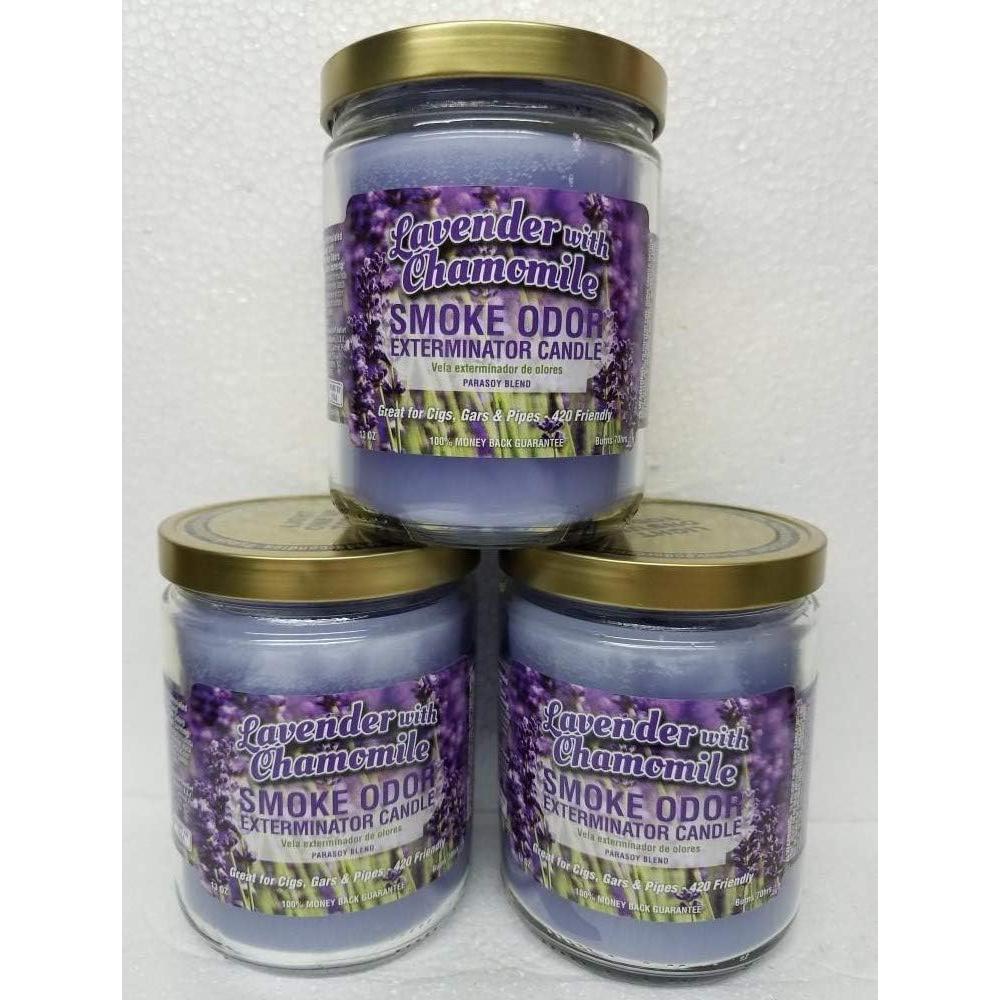Juego de Tres Velas Exterminador de Olores Lavanda Manzanilla 370g