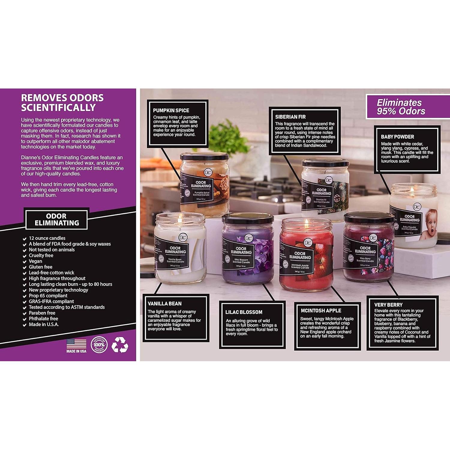 Vela Aromática Eliminadora de Olores Dianne 340g Vainilla