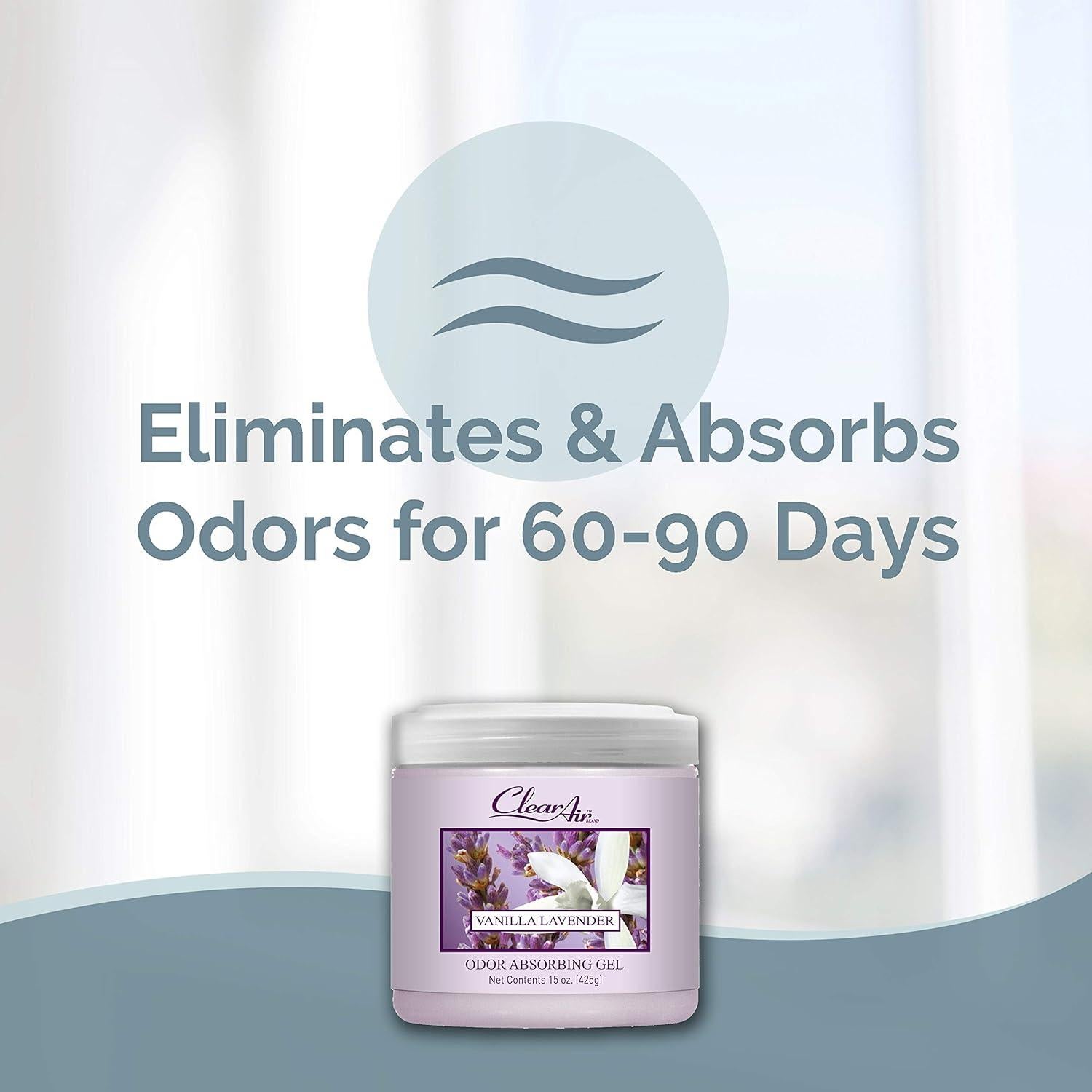 Gel Absorbente de Olores Clear Air - 425 g - Aroma Lavanda y Vainilla
