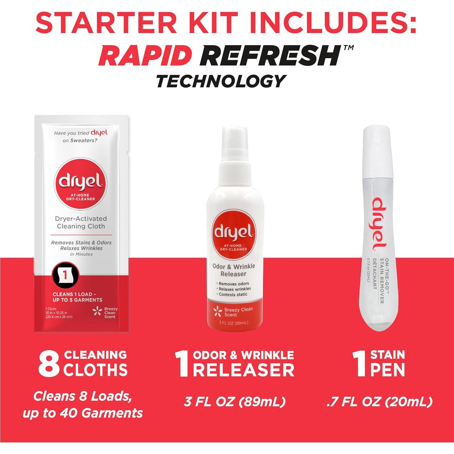 Kit de inicio Dryel para limpieza en seco - 8 cargas + spray