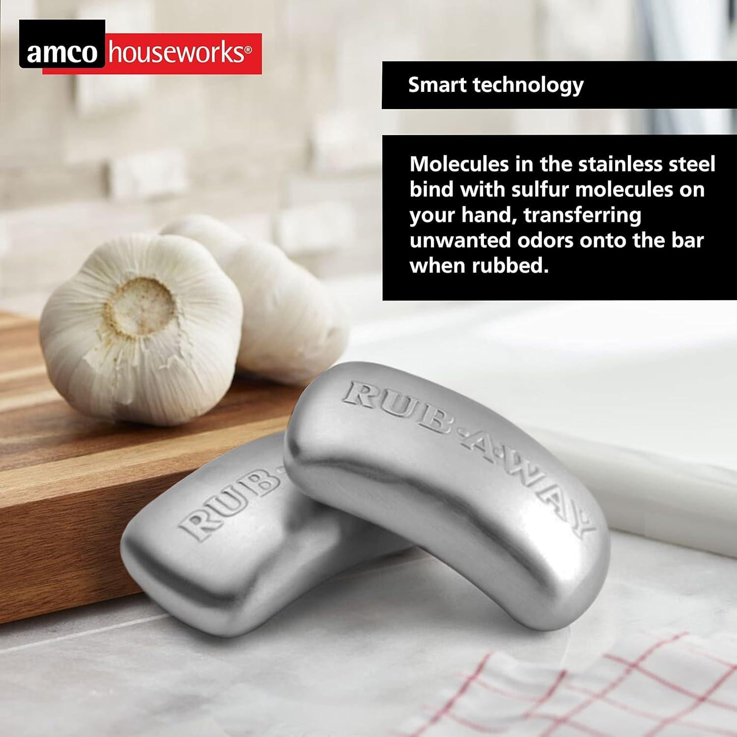 Barra Rub Away Amco - Eliminador de Olores Acero Inoxidable 2 Pzas