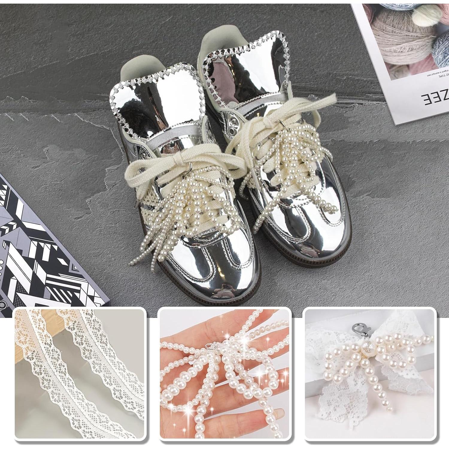 Draupnir 8 Pcs Charms de Lazo de Perlas para Zapatillas DIY