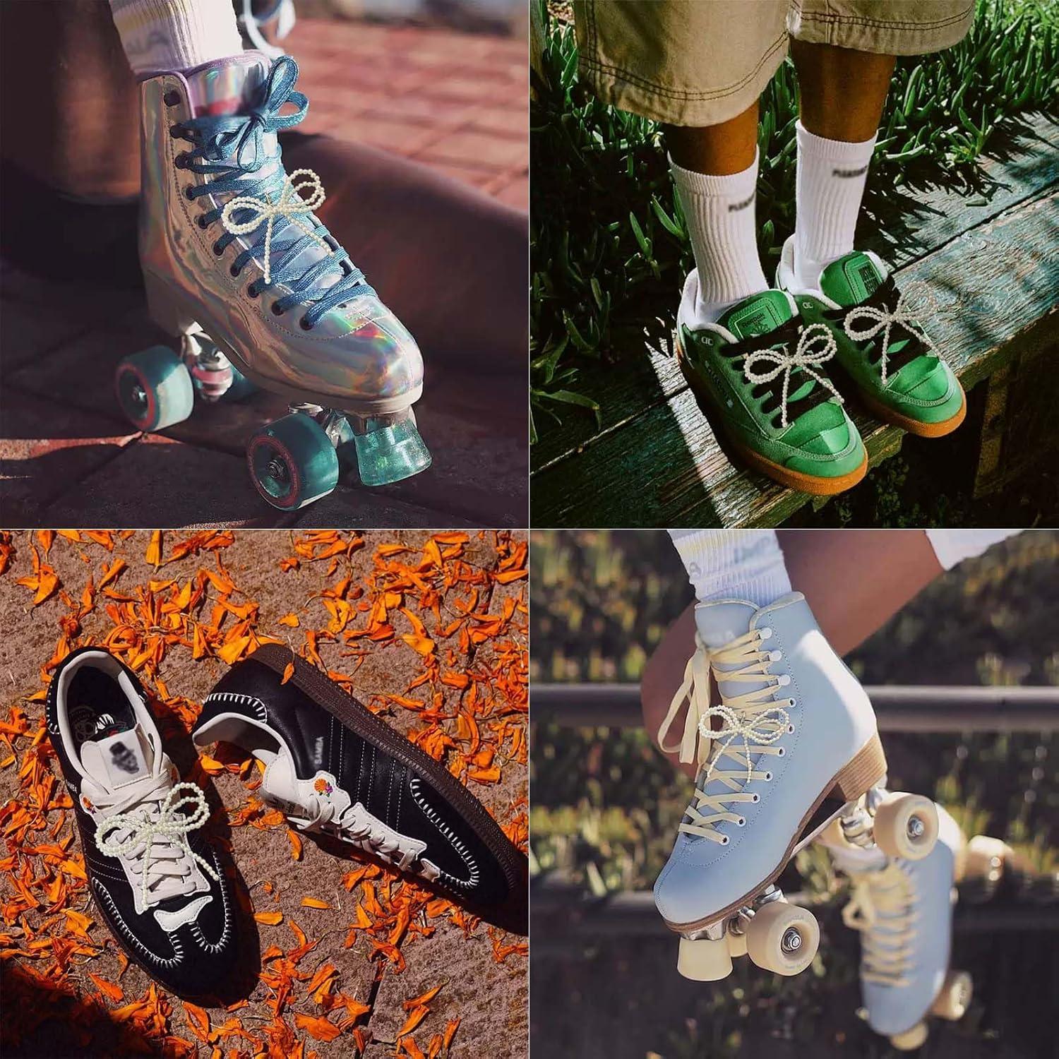 2 Piezas Charms de Perlas para Cordones de Zapatos - Blanco