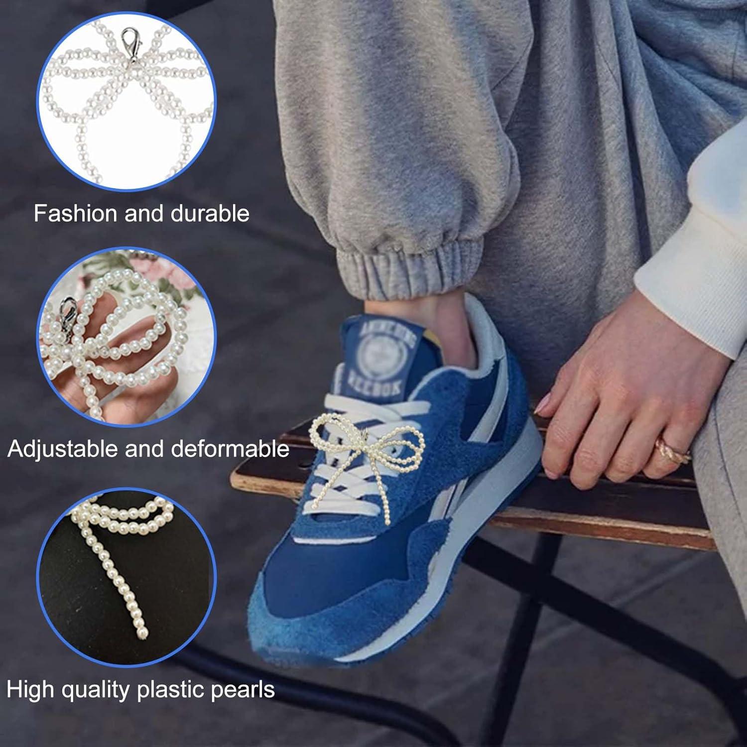 2 Piezas Charms de Perlas para Cordones de Zapatos - Blanco