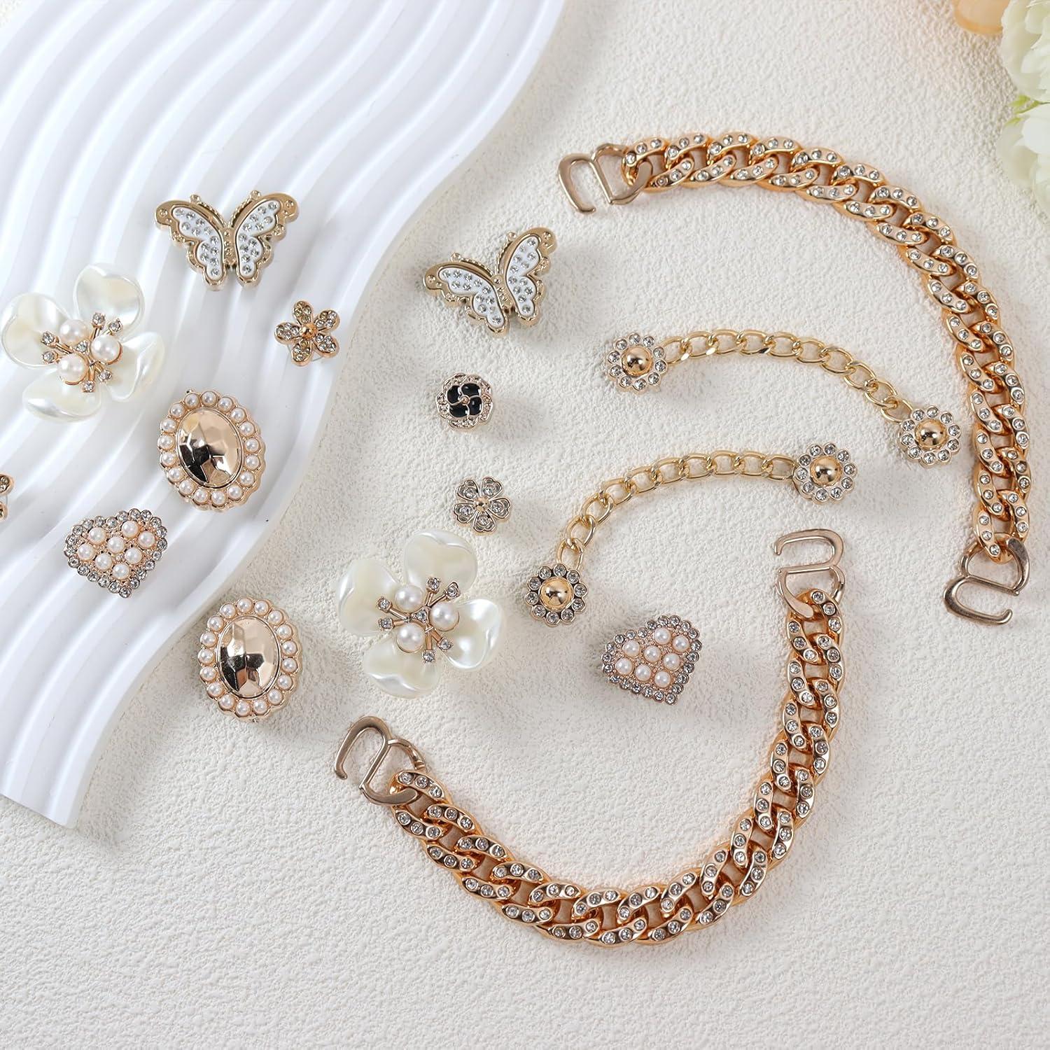 18 Encantos Brillantes para Zapatos WAQYGZO Decoración Floral