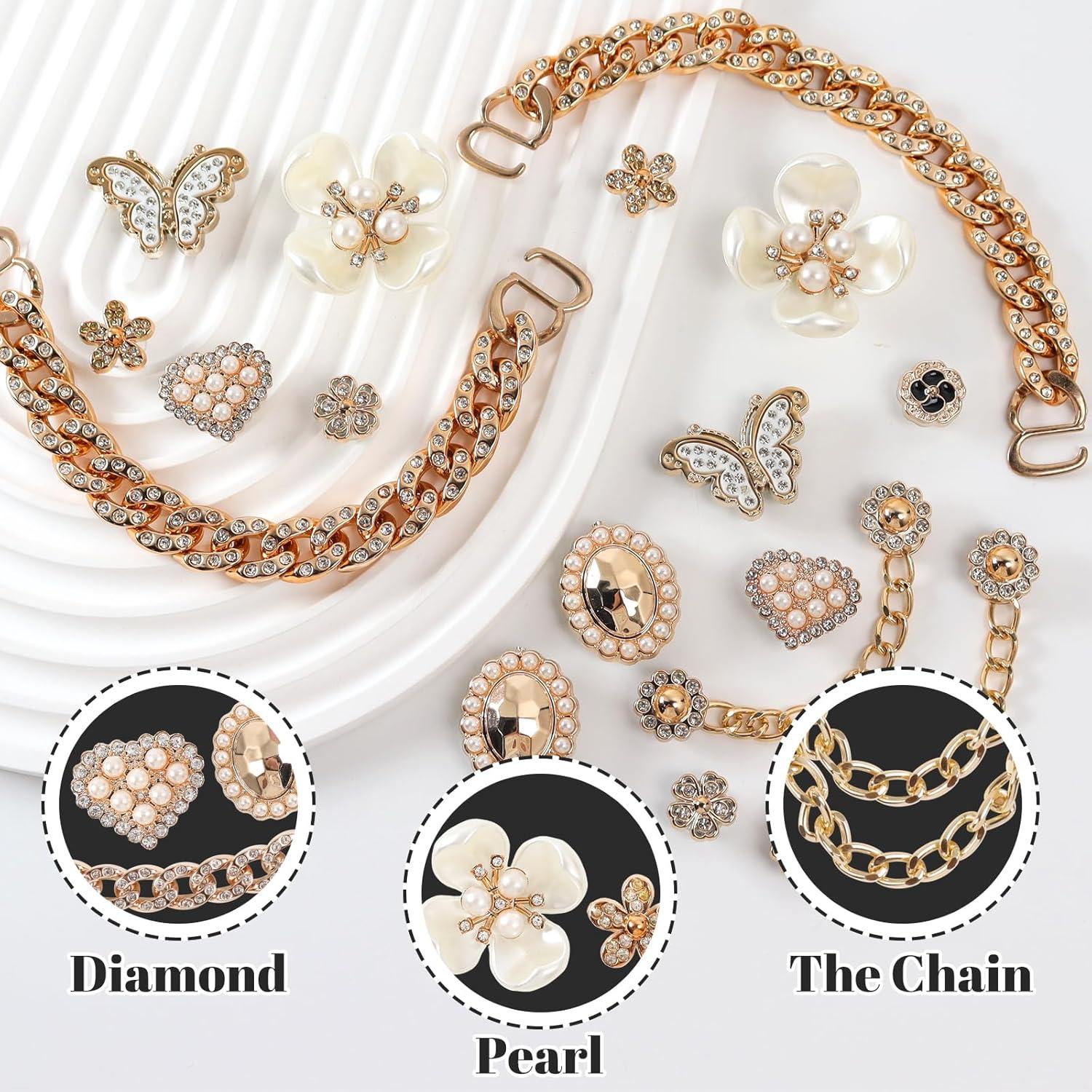 18 Encantos Brillantes para Zapatos WAQYGZO Decoración Floral