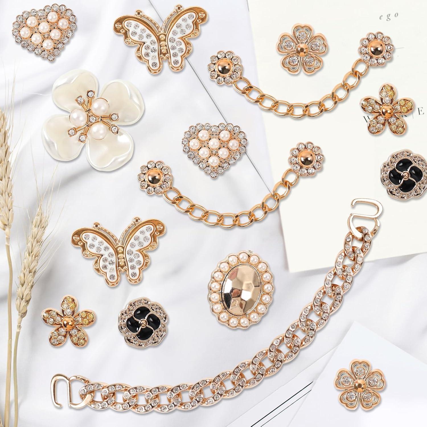 18 Encantos Brillantes para Zapatos WAQYGZO Decoración Floral