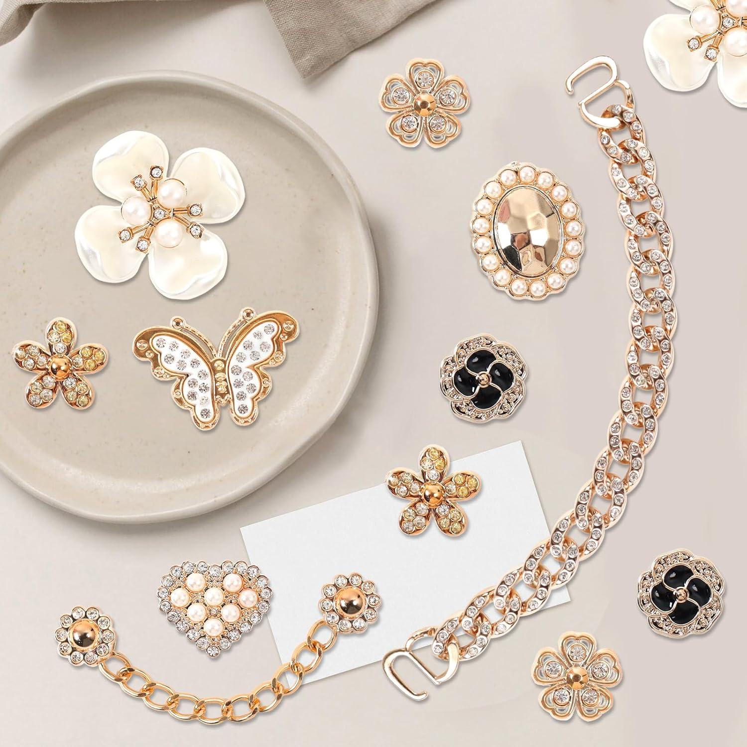 18 Encantos Brillantes para Zapatos WAQYGZO Decoración Floral