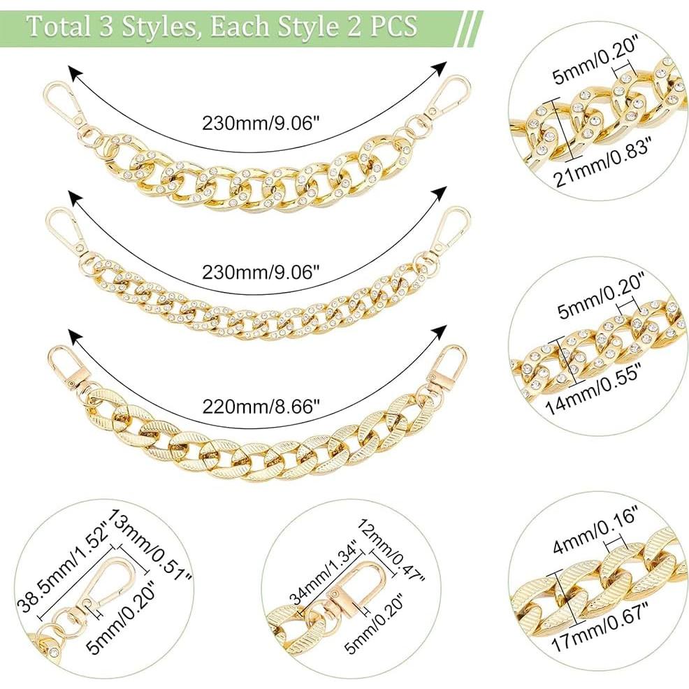 Cadenas para Zapatos PH PandaHall - 6 Piezas Doradas DIY