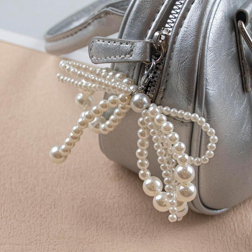 Encantos de Zapatilla DIY con Lazo de Perlas - 2 Piezas