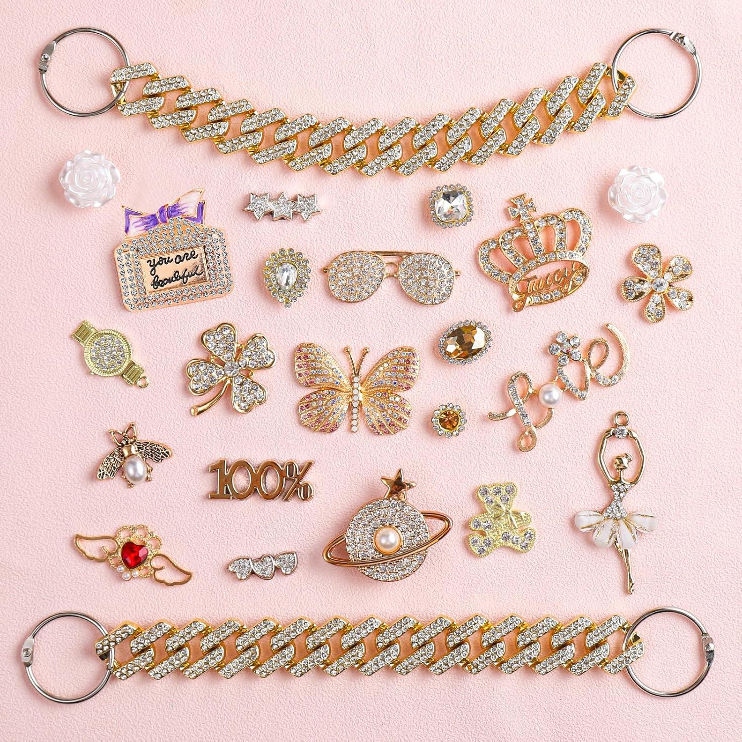 24 Piezas Encantos Brillantes para Zapatos de Mujer - Dorado