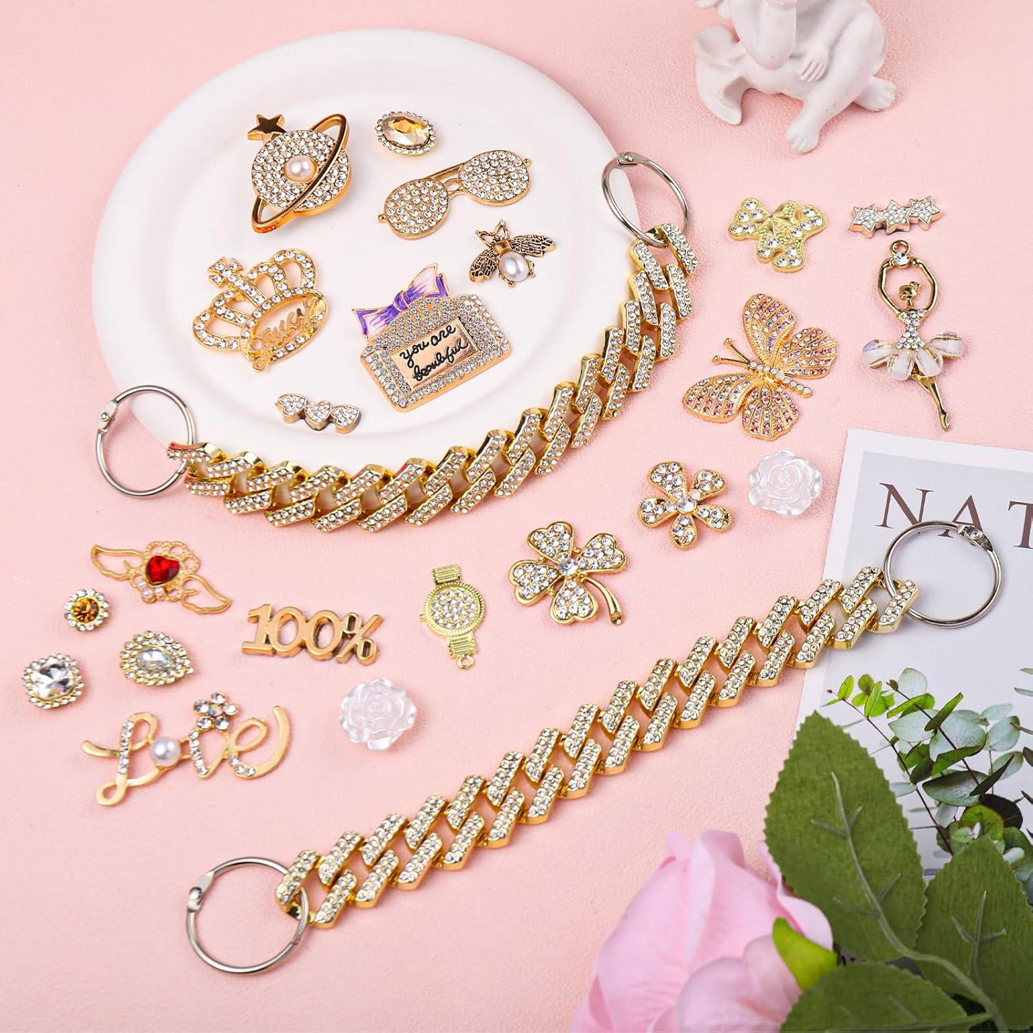 24 Piezas Encantos Brillantes para Zapatos de Mujer - Dorado