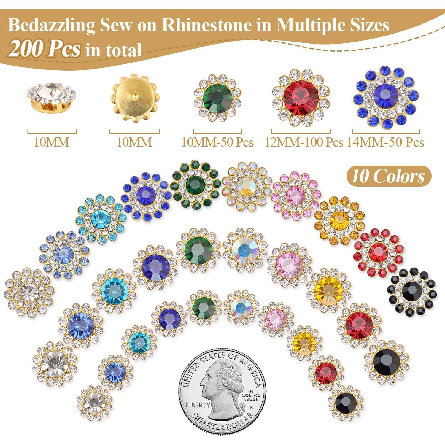 200 Piezas Rhinestones de Coser TINKRSTUFF en 10 Colores