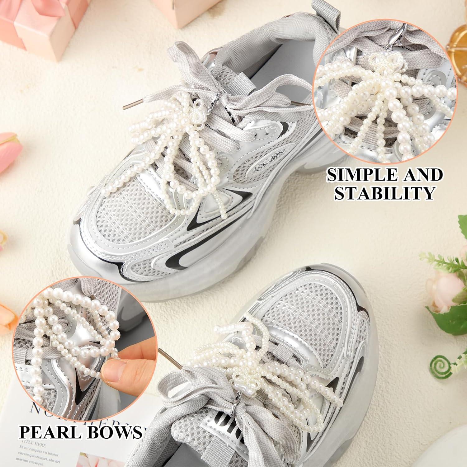 Encantos de Zapato Geyoga 8 Pcs Lazo de Perlas para Mujeres