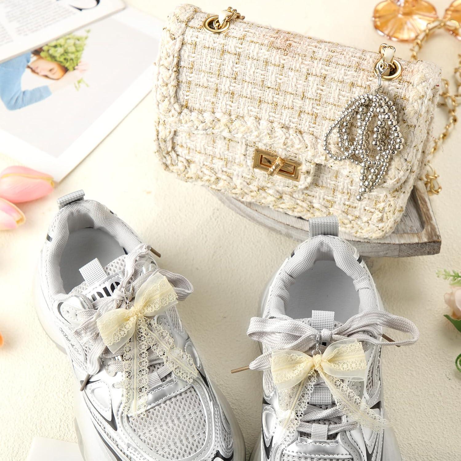 Encantos de Zapato Geyoga 8 Pcs Lazo de Perlas para Mujeres