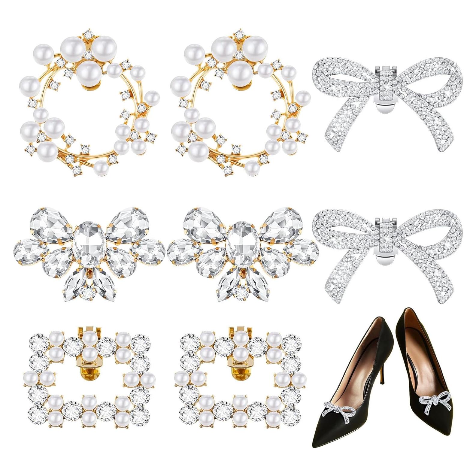 Clips de Zapato Juexica - 4 Pares de Rhinestone Elegantes