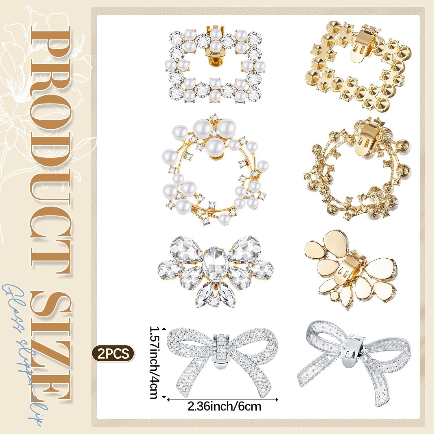 Clips de Zapato Juexica - 4 Pares de Rhinestone Elegantes