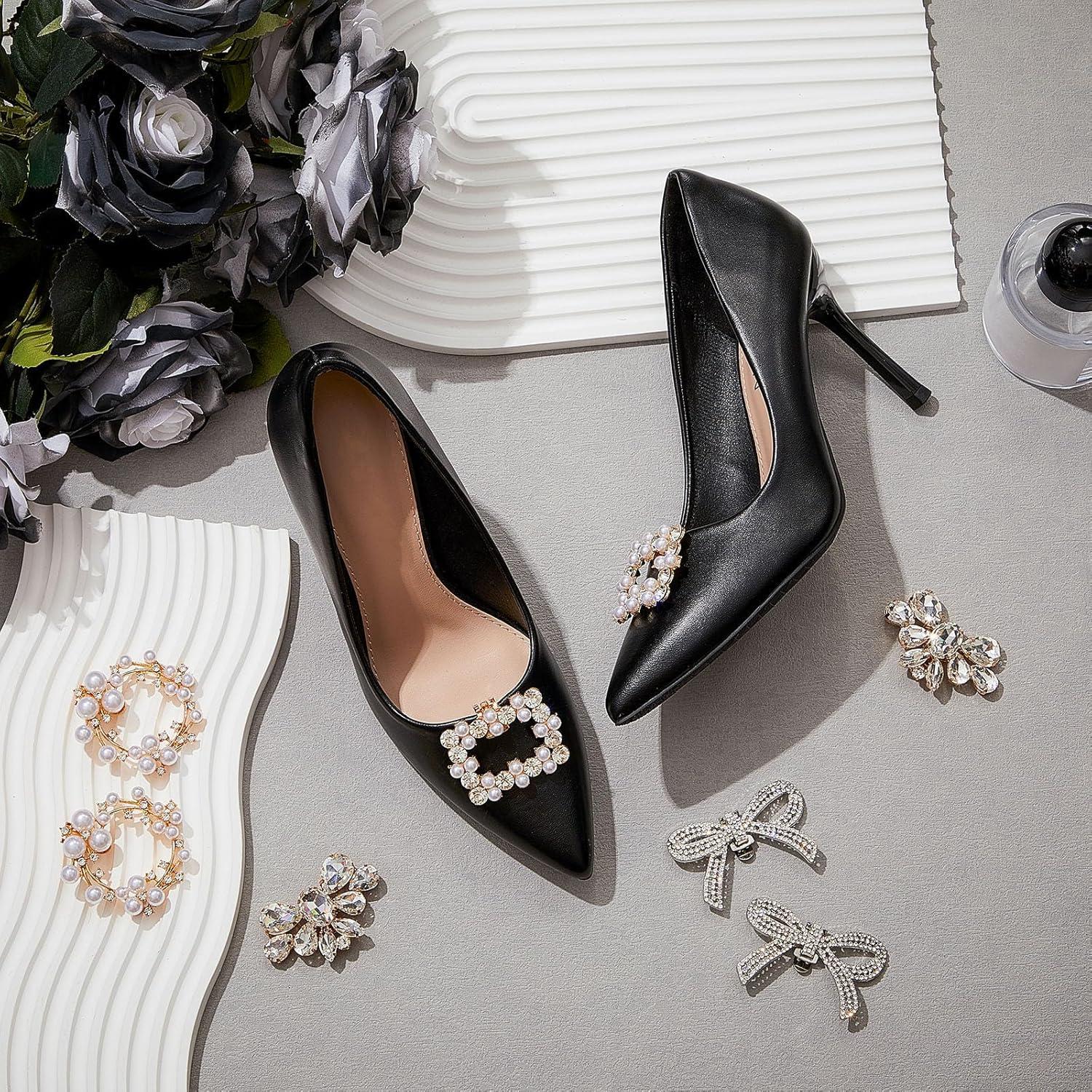 Clips de Zapato Juexica - 4 Pares de Rhinestone Elegantes