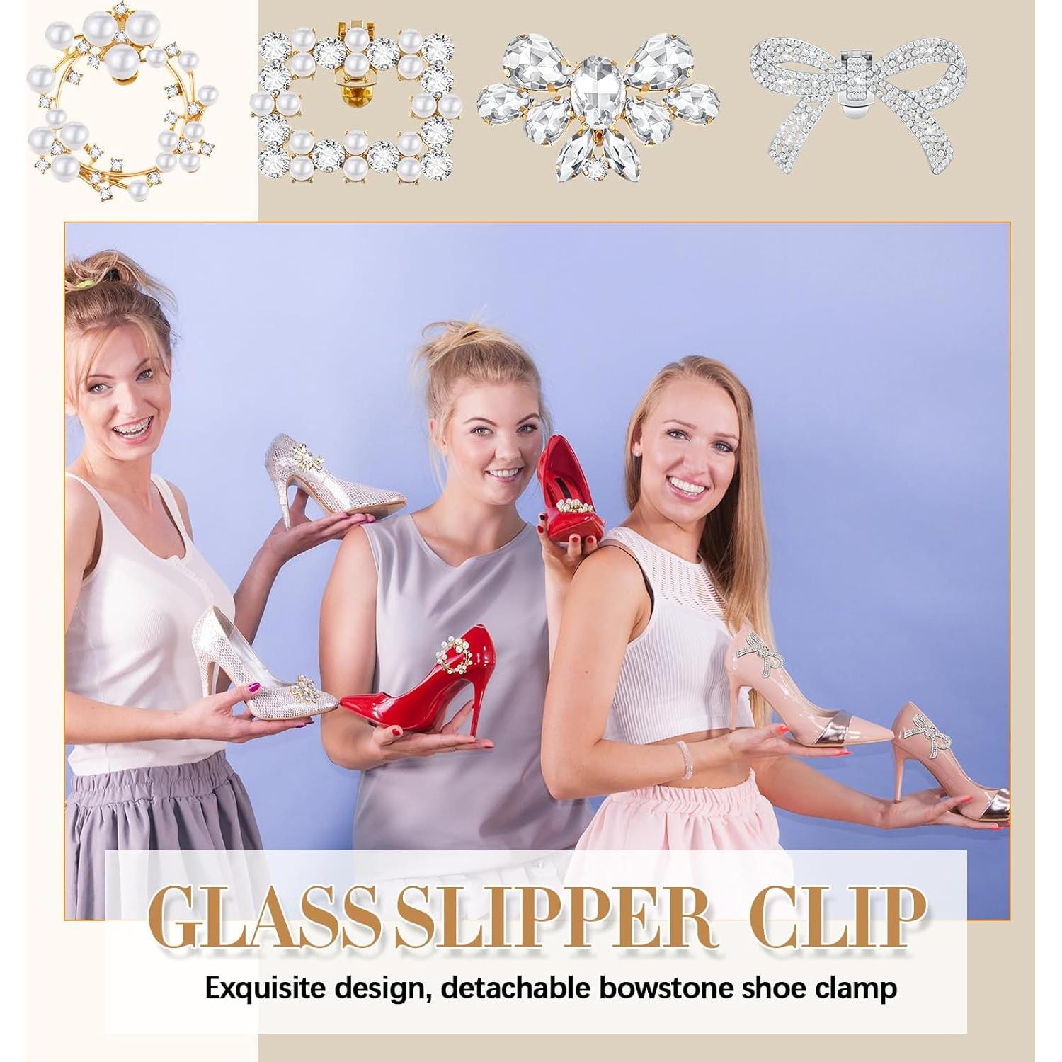 Clips de Zapato Juexica - 4 Pares de Rhinestone Elegantes