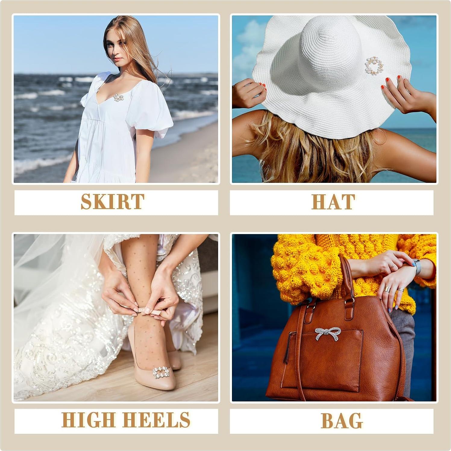 Clips de Zapato Juexica - 4 Pares de Rhinestone Elegantes