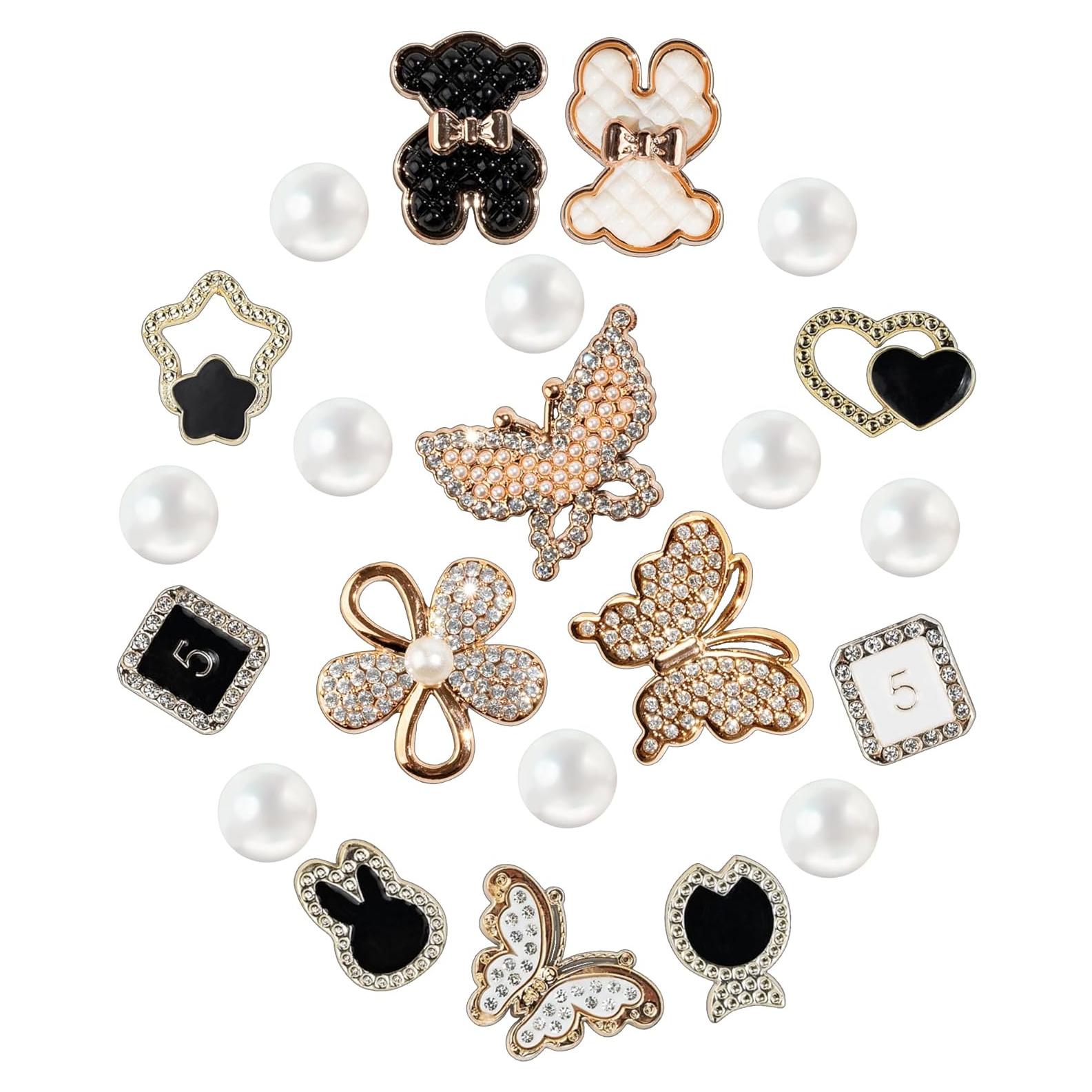 Encantadores de Zapatos para Mujeres - 13 Piezas de Perlas y Strass