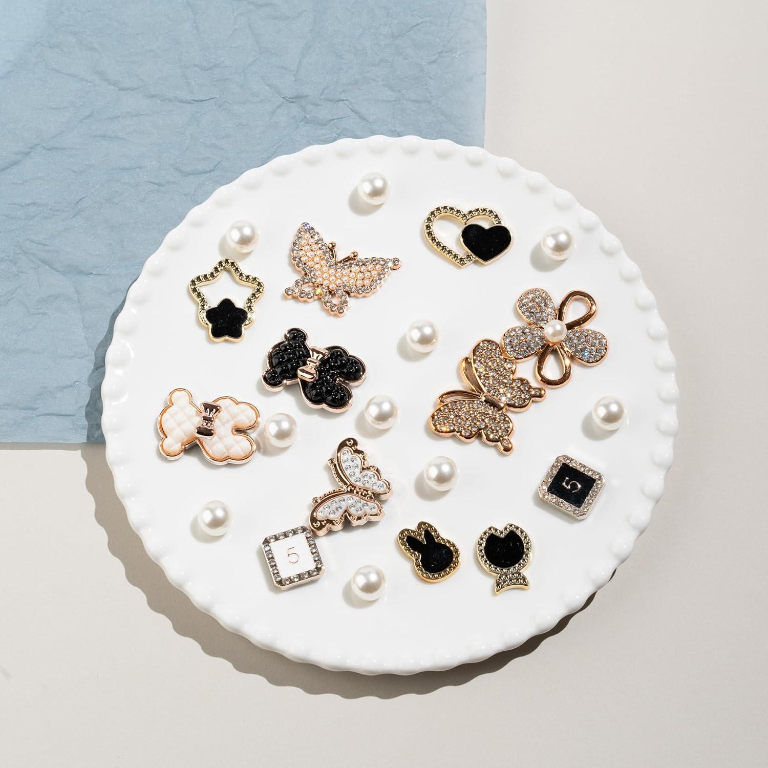 Encantadores de Zapatos para Mujeres - 13 Piezas de Perlas y Strass