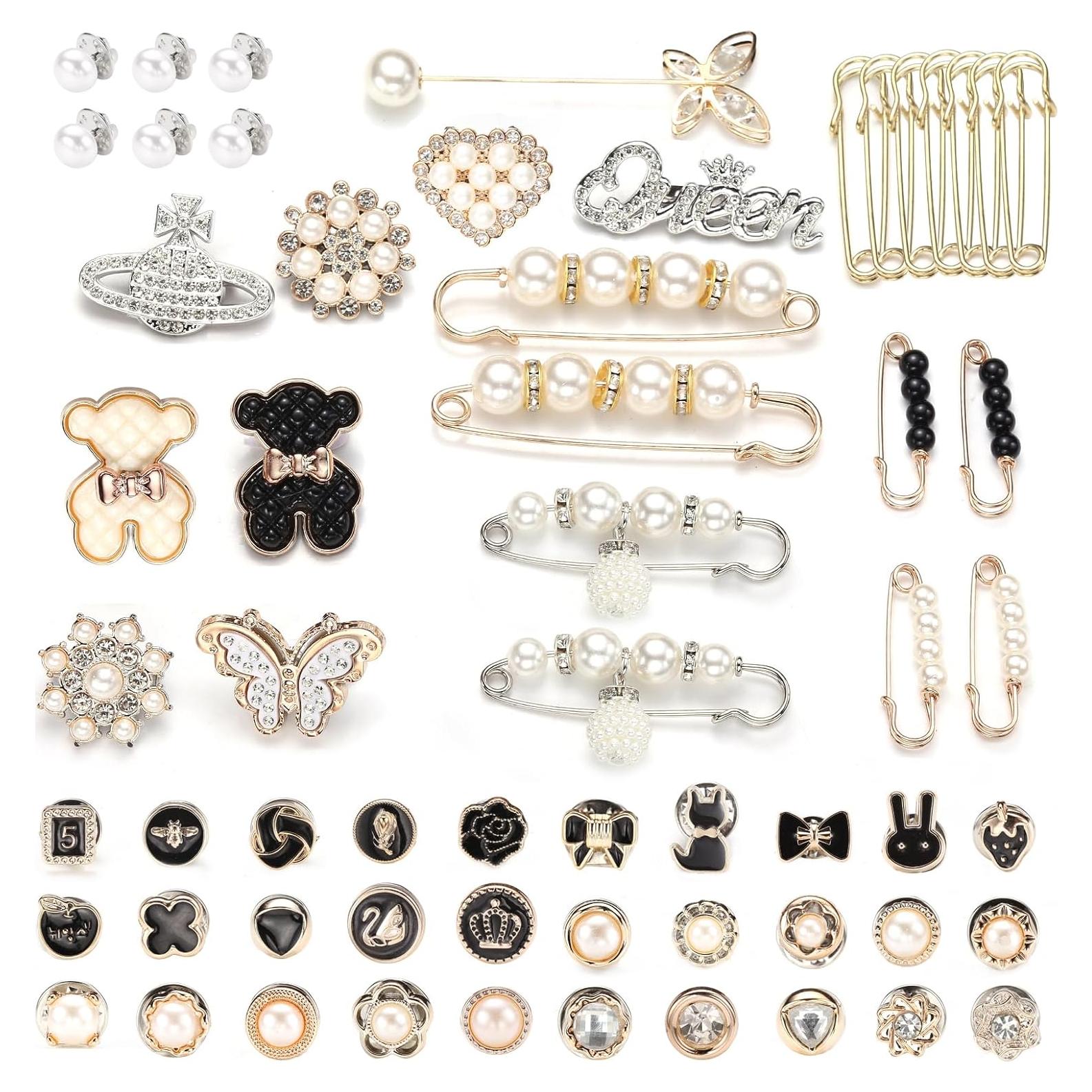 Broches Brillantes zgiraloca para Calcetines y Zapatos, 60 Piezas Oro