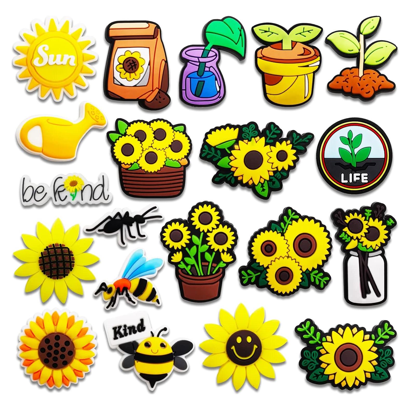 12 Encantos para Crocs Girasol Zhycesog - Accesorios de Zapato