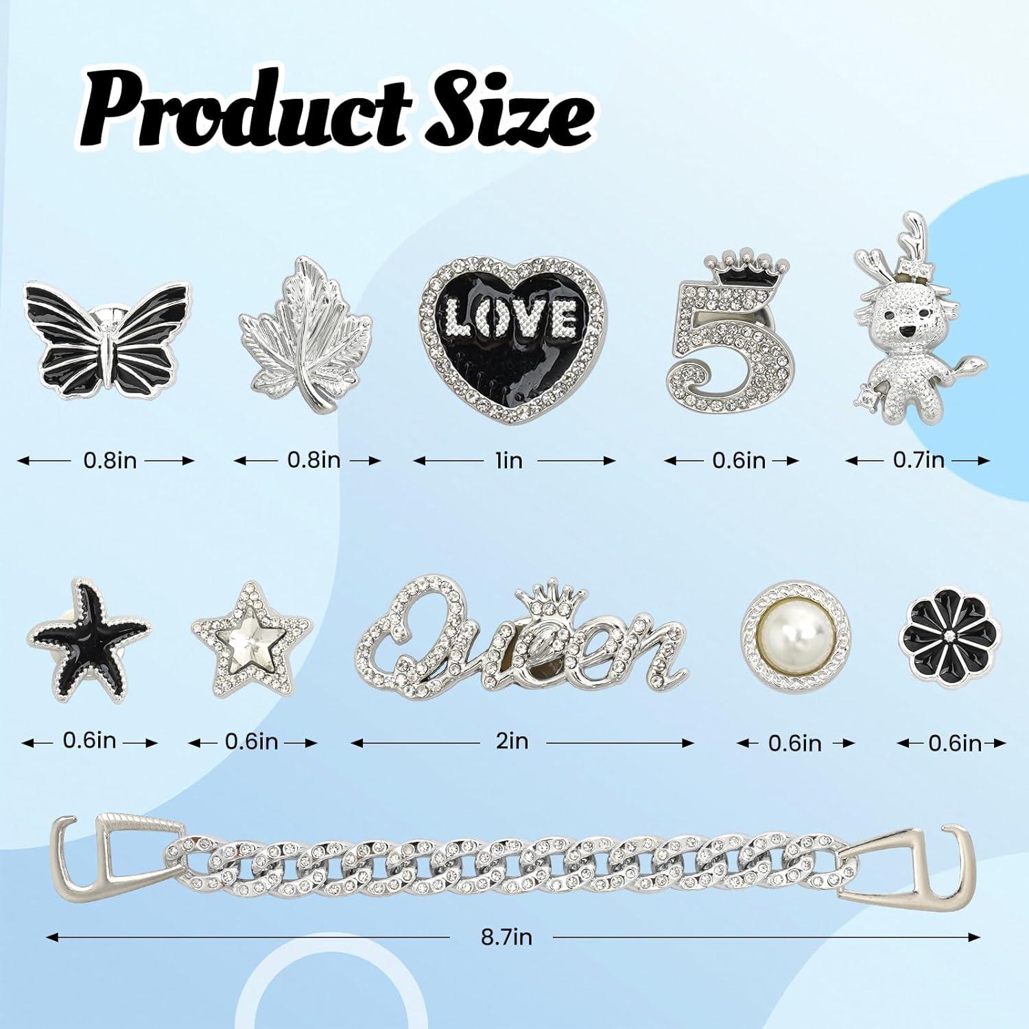 Set de 24 Encantos Brillantes para Zapatos Crocs - Plata y Oro