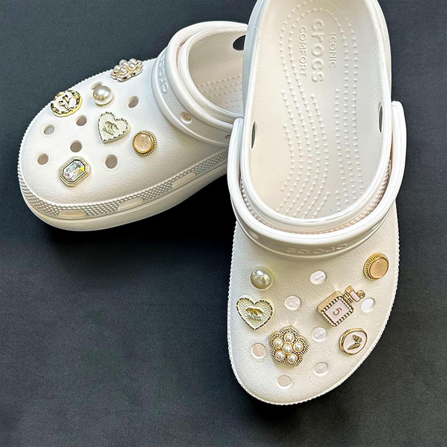 Encantos para Zapatos Brillantes Dorados - 12 Accesorios Unisex