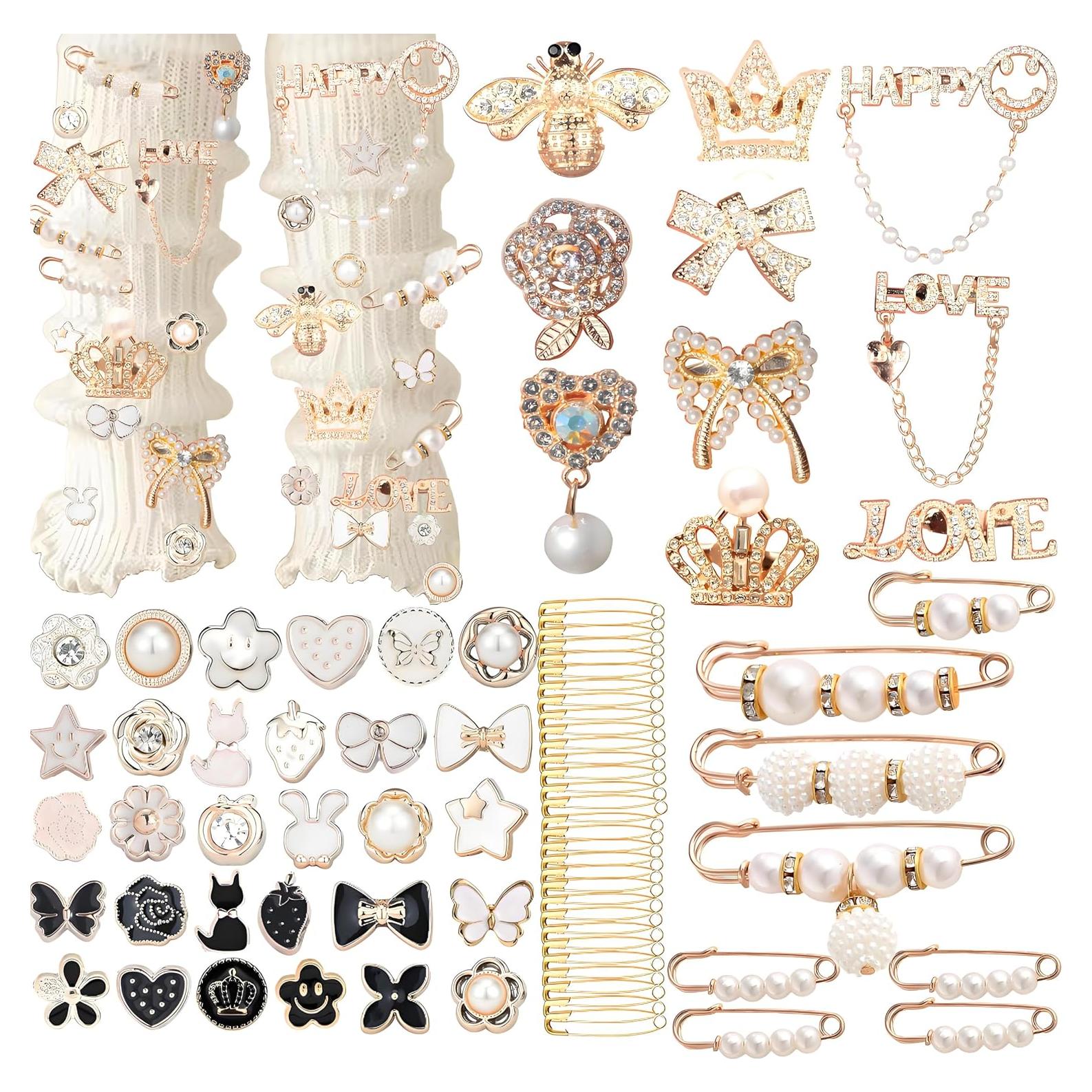 Kit de Encantos de Calcetines Rozecollin - 72 Pines Dorados