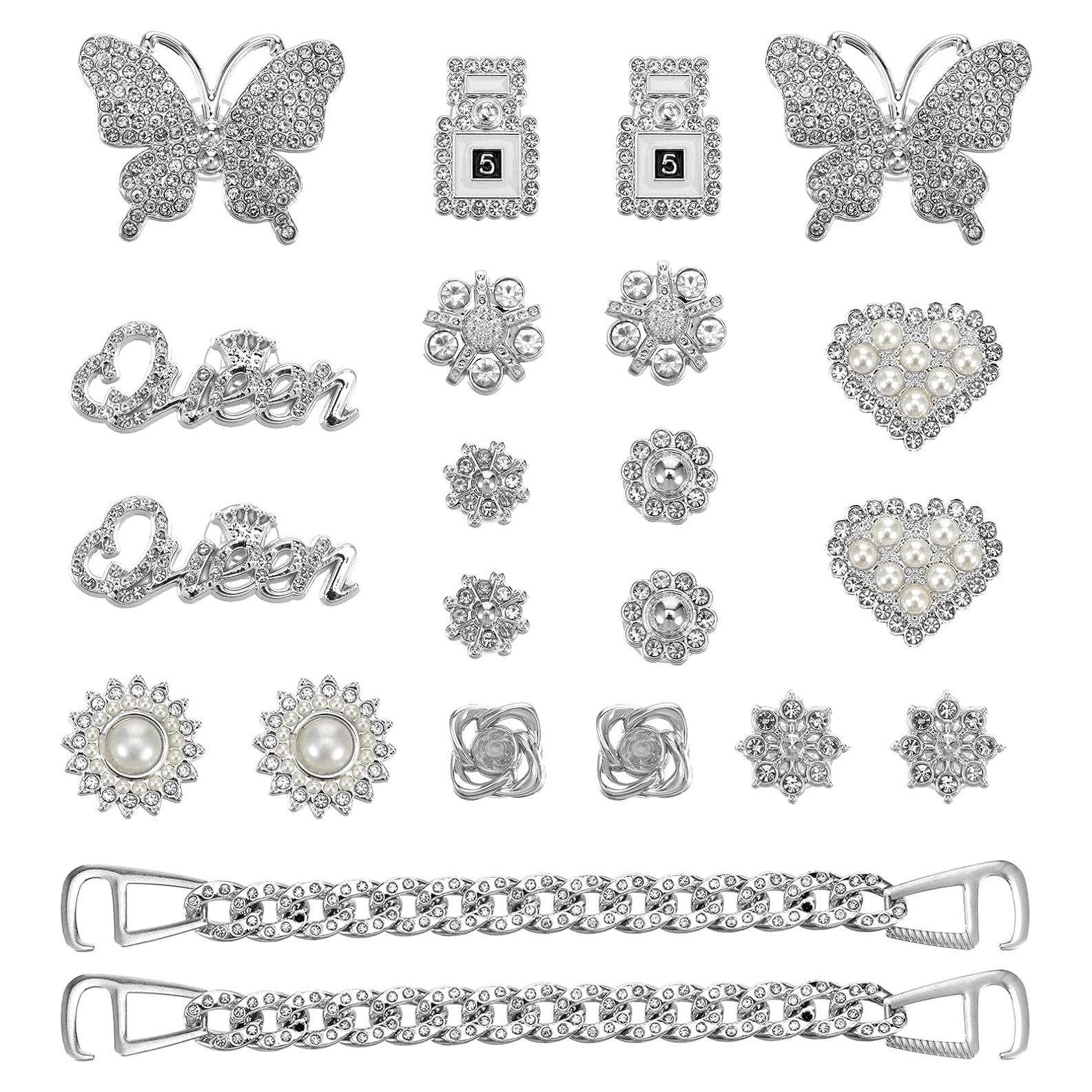 Juego de Encantos de Zapatos Brillantes 22 Pcs Plata KFHENSOMR