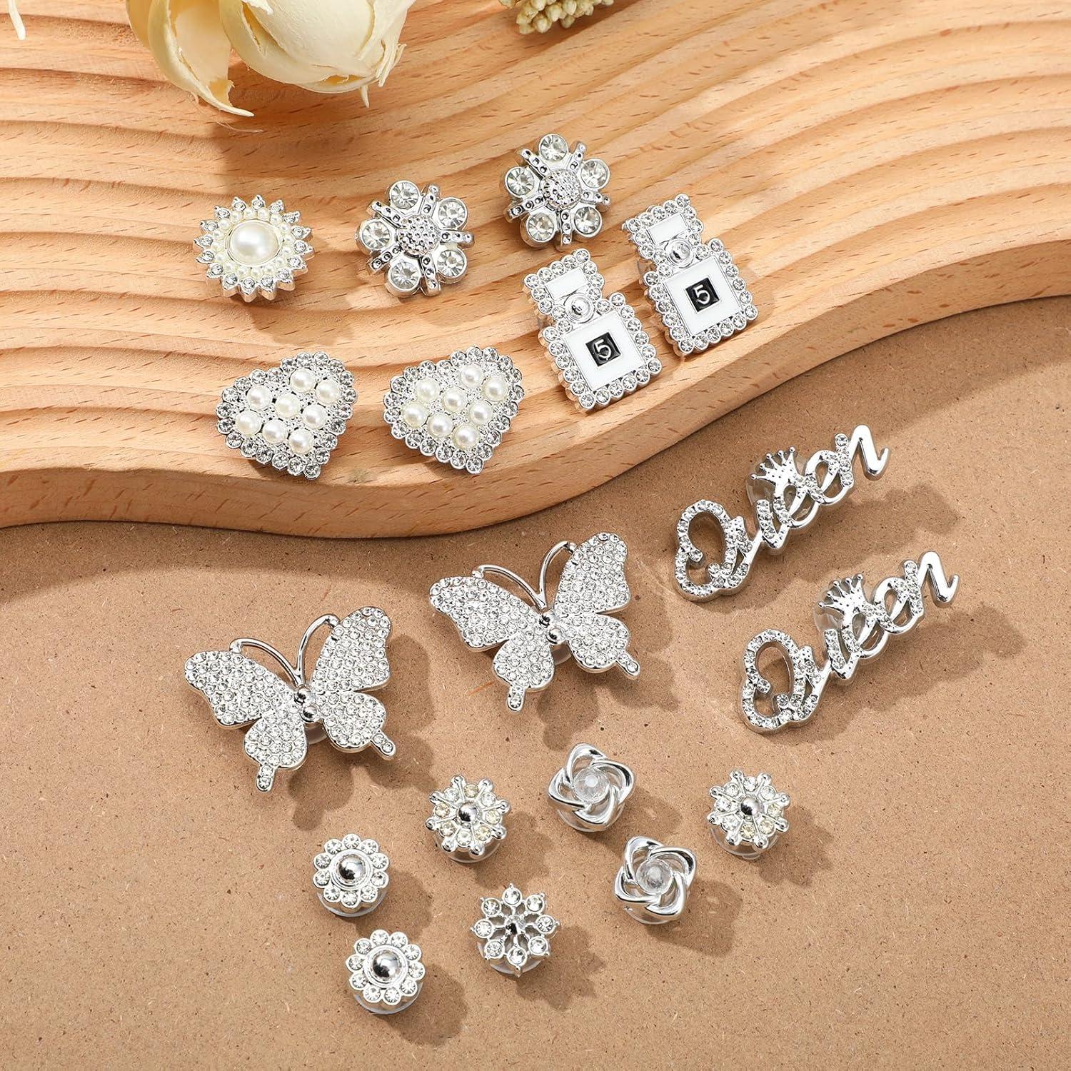 Juego de Encantos de Zapatos Brillantes 22 Pcs Plata KFHENSOMR