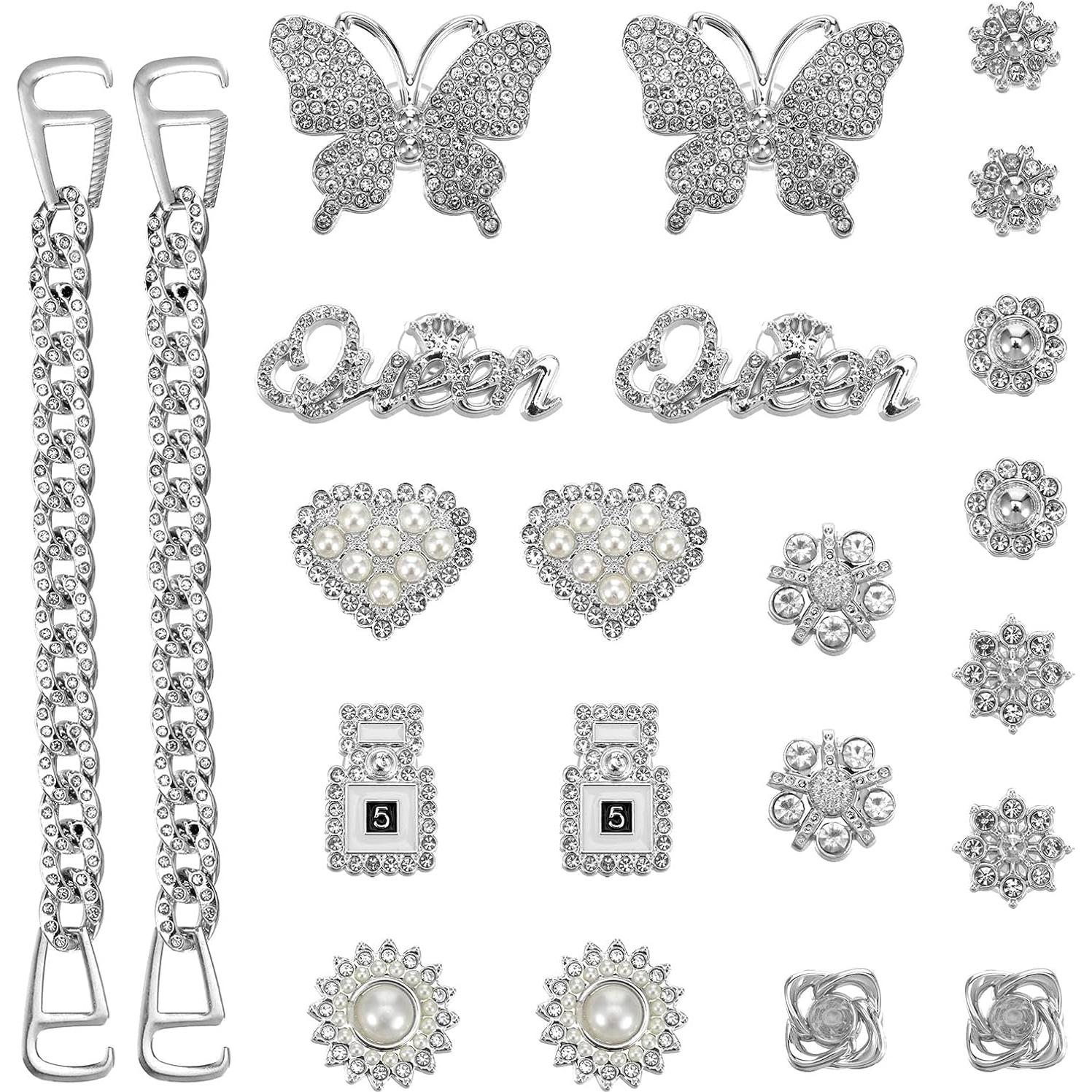 Juego de Encantos de Zapatos Brillantes 22 Pcs Plata KFHENSOMR