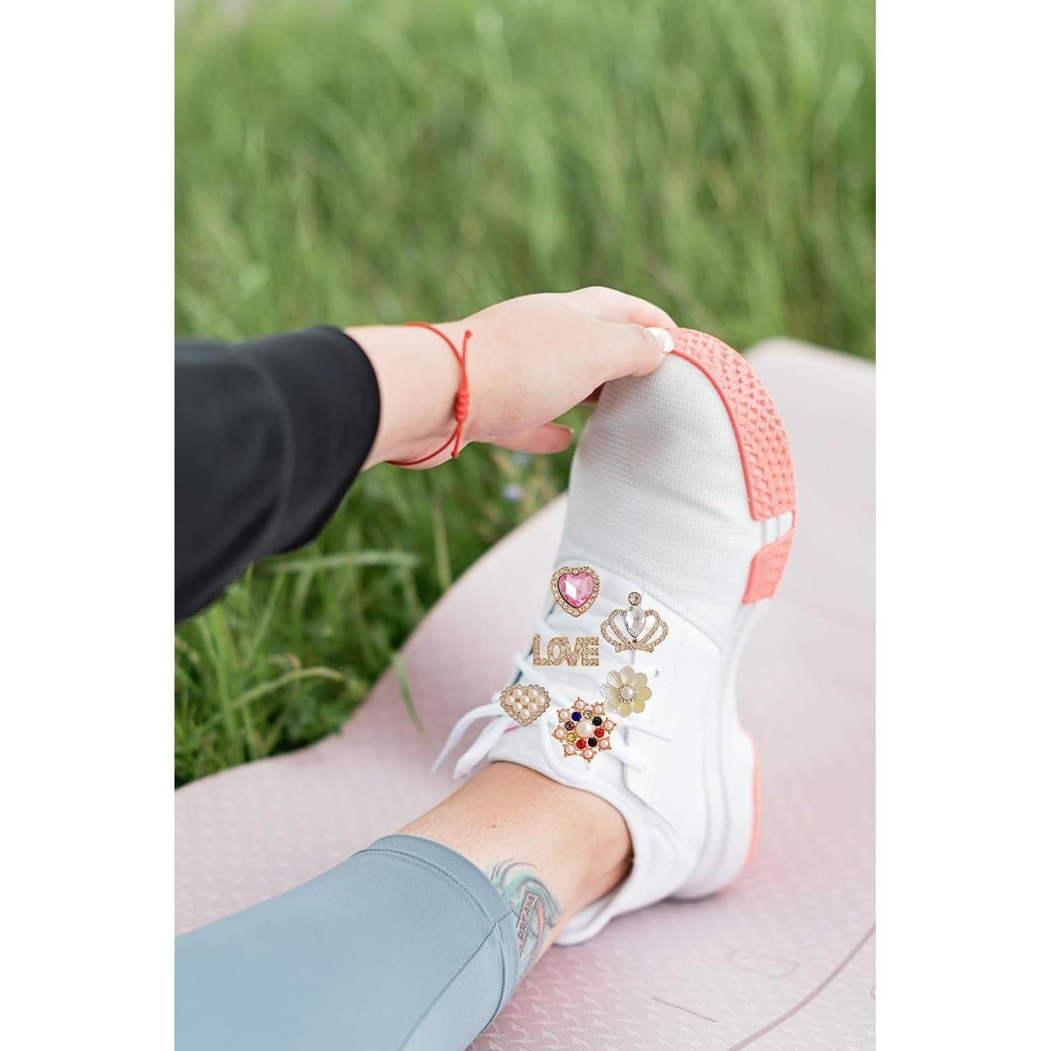 Sock Charms Pins 24pcs Charms for Socks Bling Sock Jewelry Charms Gold junk Sock Charms Brooch Sock Accessories Charms Designer Safety Pin Charms for Hats Shoe Charms for Sneakers Shoe Pins for Sambas