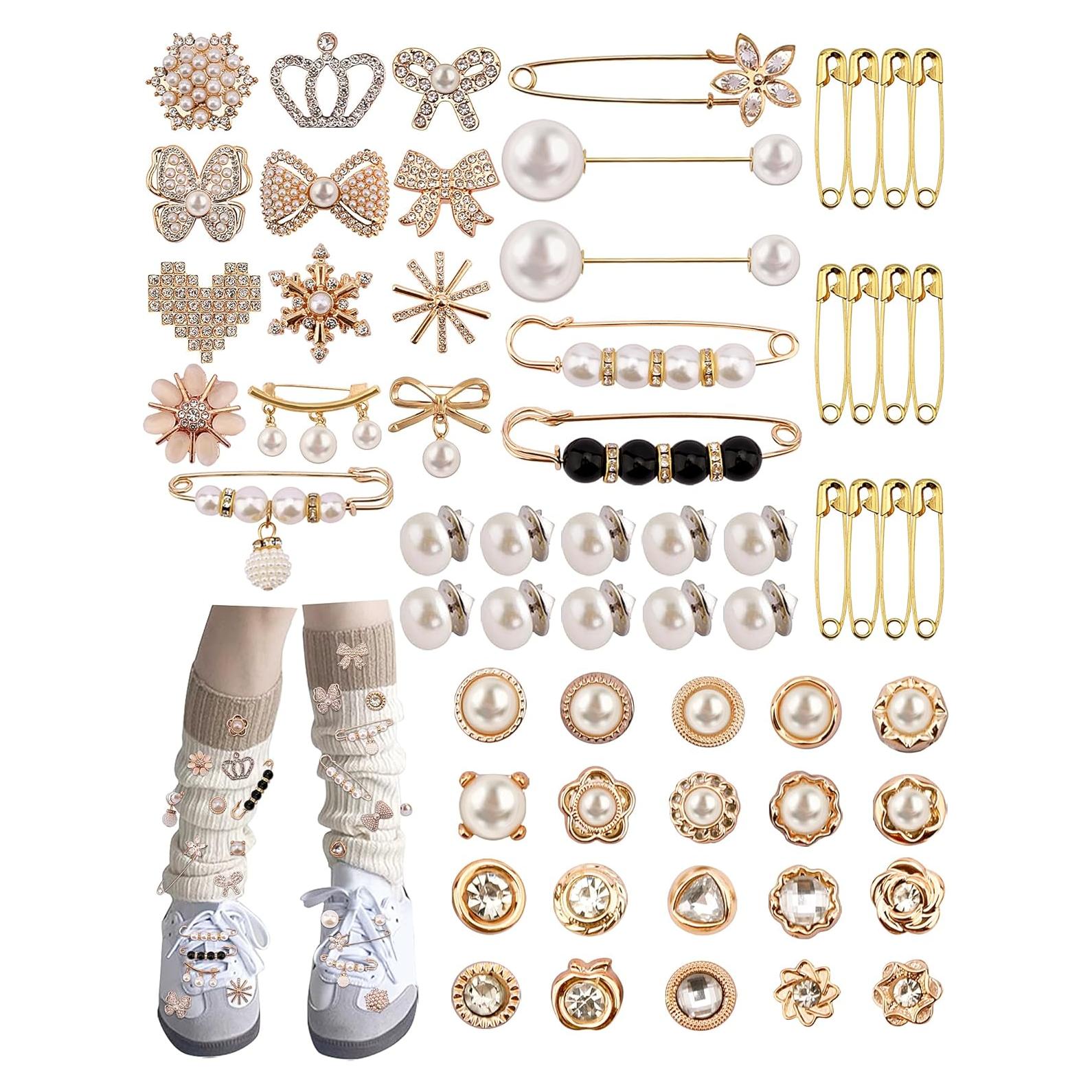 Kit 60 Encantos para Calcetines y Broches Dorados DIY