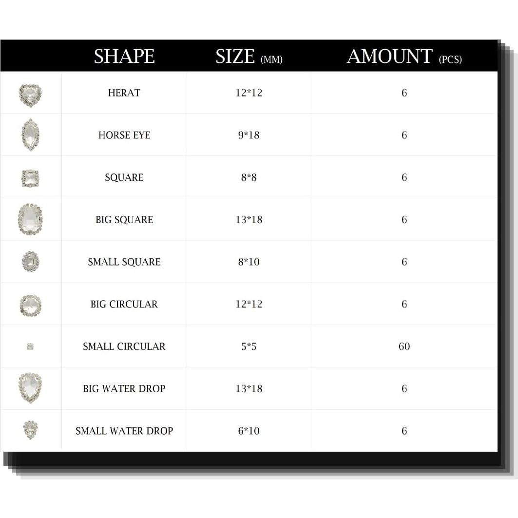 Piedras de Strass para Coser TANOSII 100 PCS Mixtas 12.95x8.89 cm