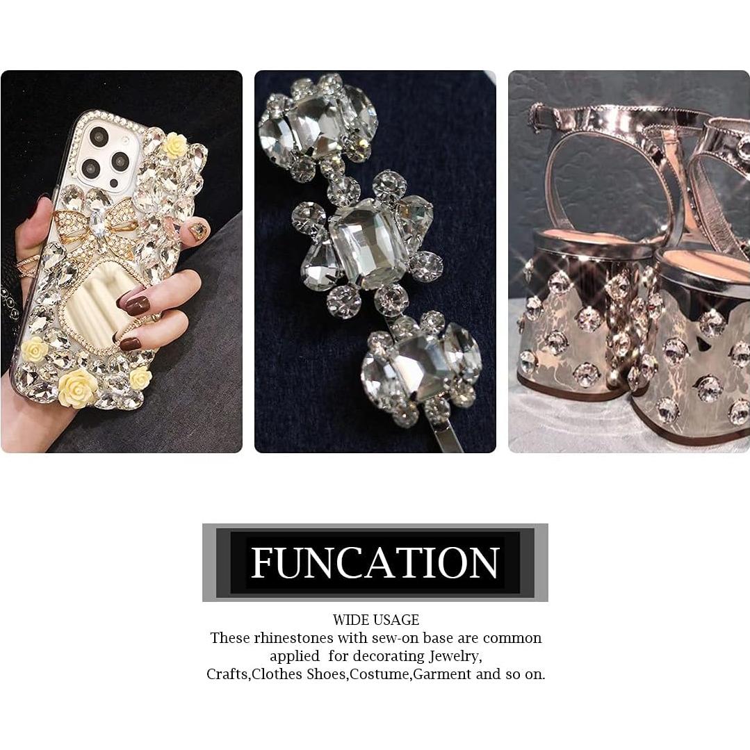 Piedras de Strass para Coser TANOSII 100 PCS Mixtas 12.95x8.89 cm