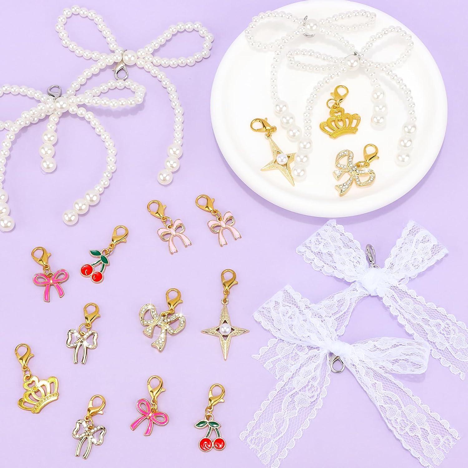 Encantos de Zapatos Chanaco 20 Pcs Joyería de Perlas y Lazos