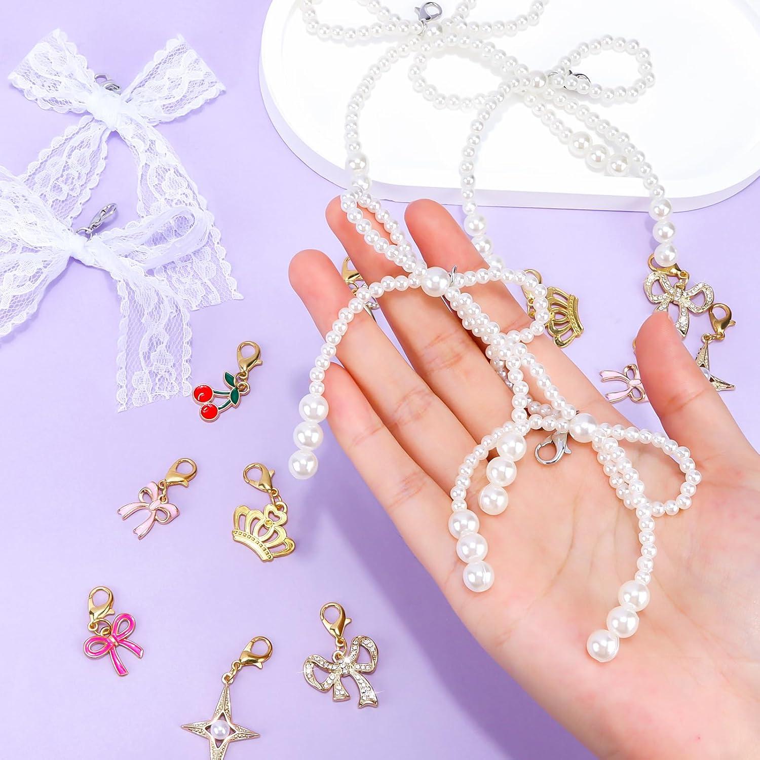 Encantos de Zapatos Chanaco 20 Pcs Joyería de Perlas y Lazos