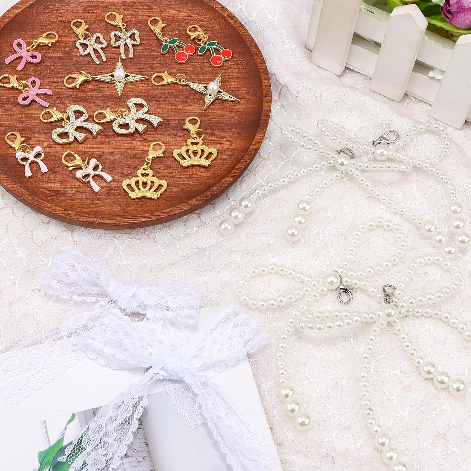 Encantos de Zapatos Chanaco 20 Pcs Joyería de Perlas y Lazos