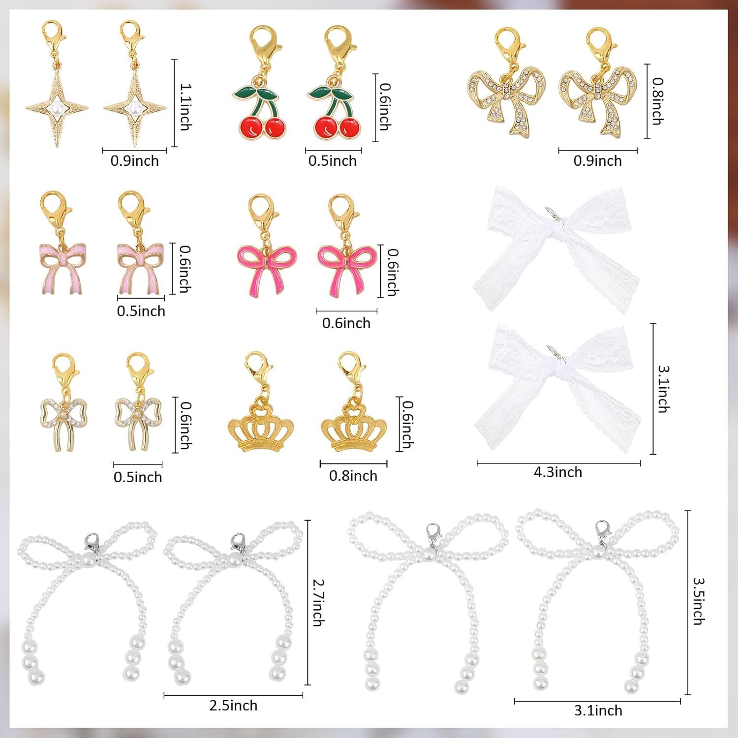 Encantos de Zapatos Chanaco 20 Pcs Joyería de Perlas y Lazos
