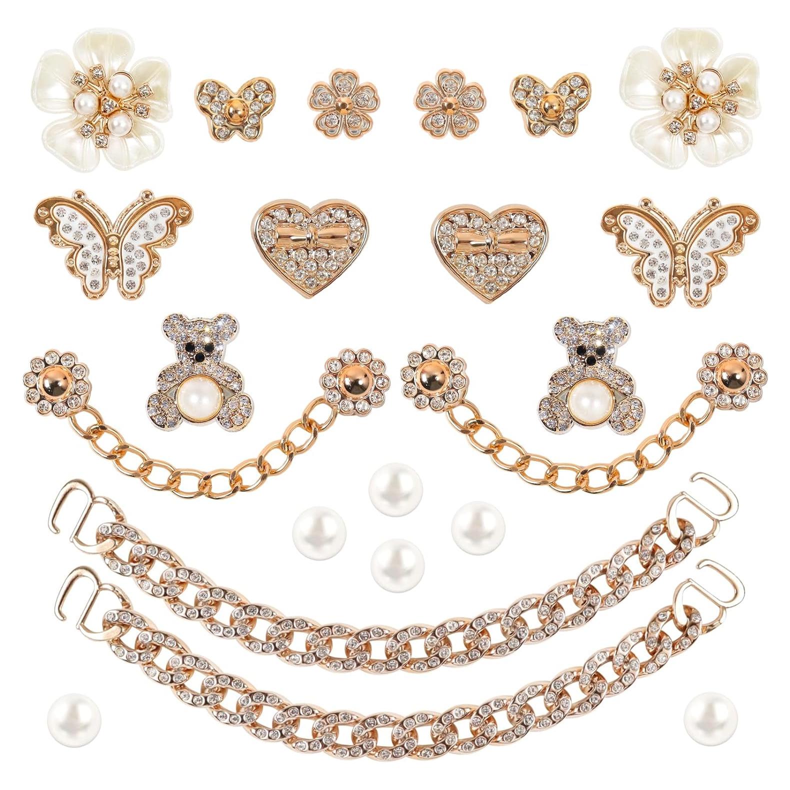 22 Accesorios de Cadena para Zapatos WAQYGZO con Encantos Brillantes