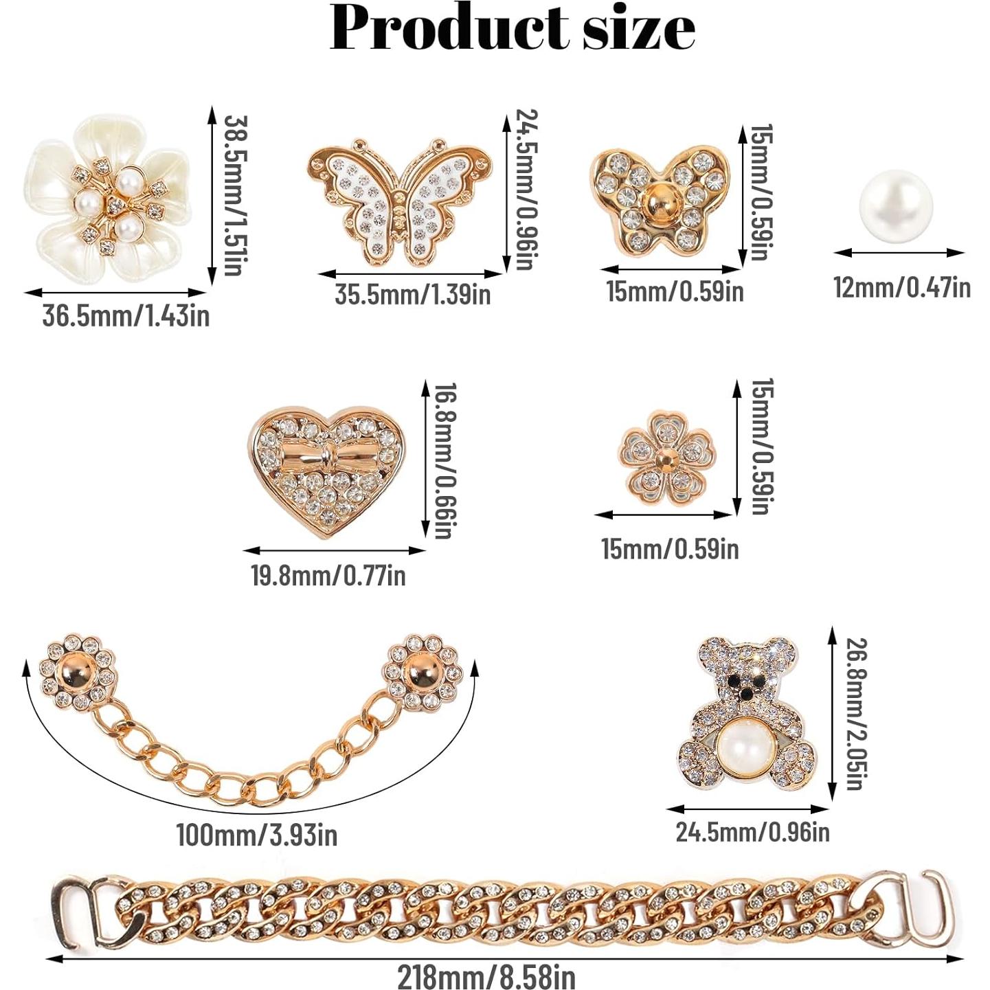 22 Accesorios de Cadena para Zapatos WAQYGZO con Encantos Brillantes