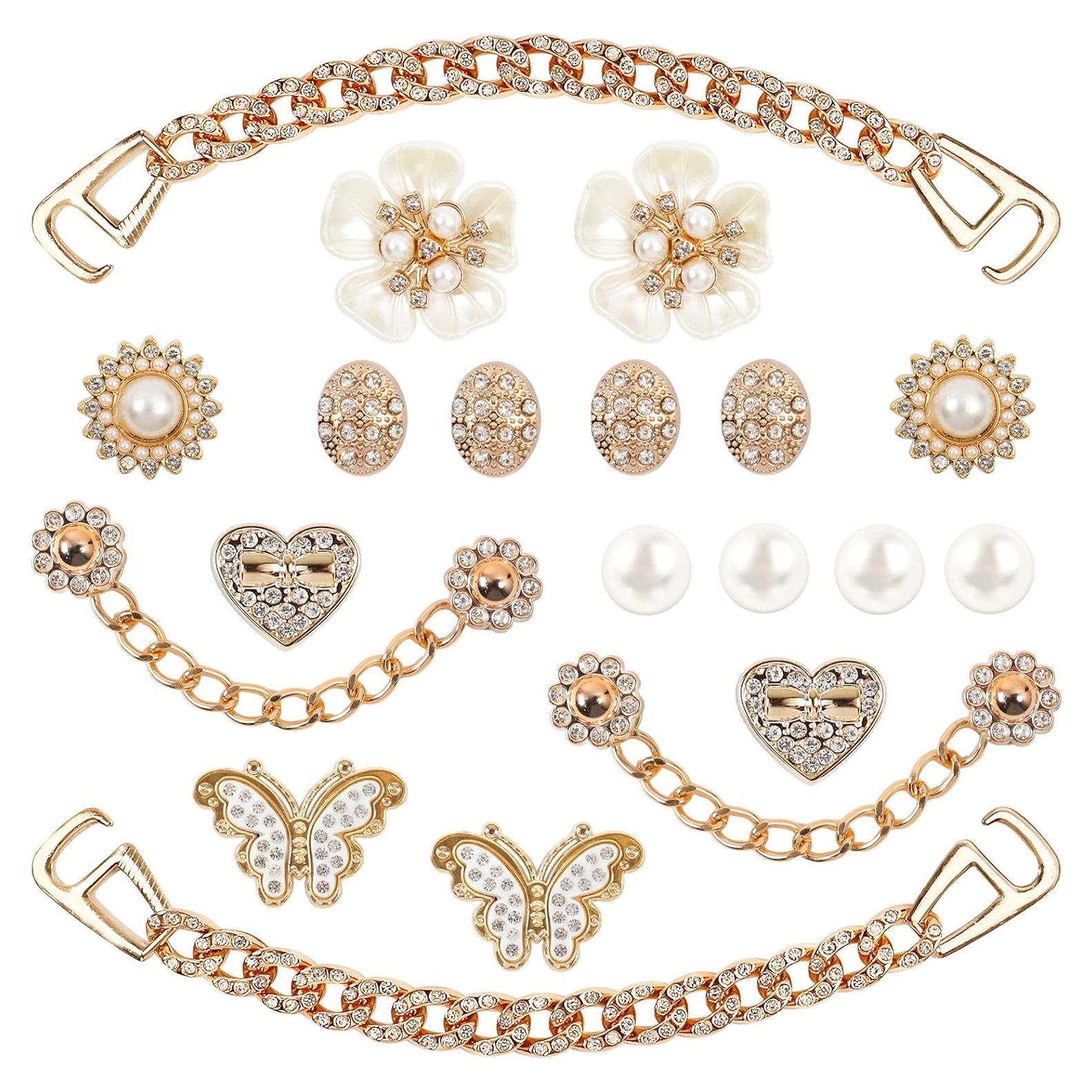 20 Piezas Encantos de Zapatos Brillantes Dorados Joyería