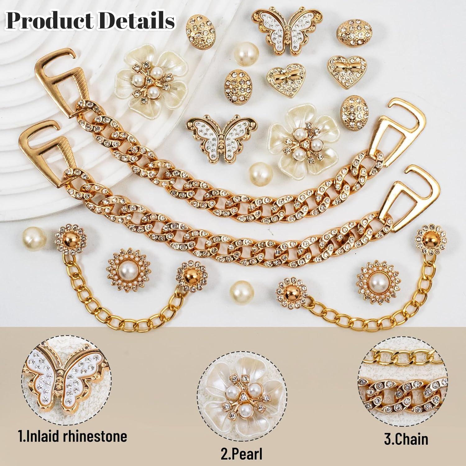 20 Piezas Encantos de Zapatos Brillantes Dorados Joyería