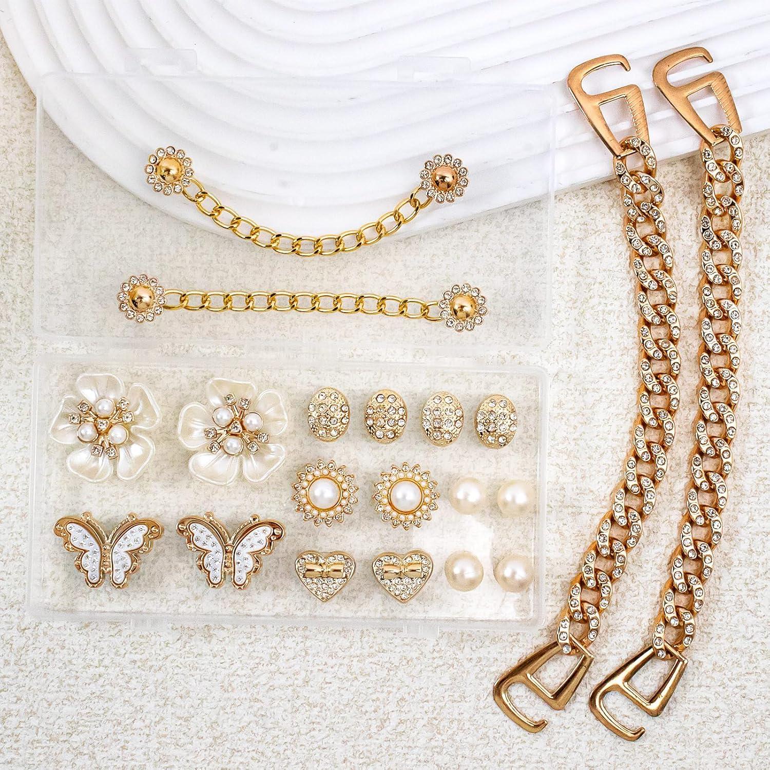 20 Piezas Encantos de Zapatos Brillantes Dorados Joyería